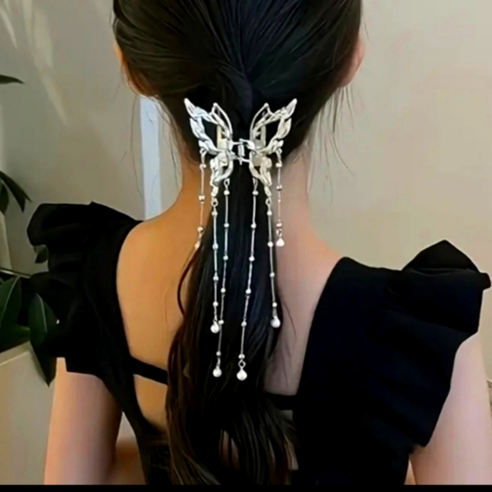 Silver Butterfly Jewelry Hair Clip